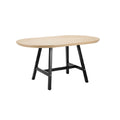 Modern Oval Wooden Dining Table with Black Metal Legs