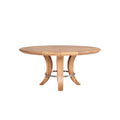 Elegant Round Wooden Dining Table with Metal Accent Ring