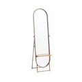 Modern Standing Mirror with Minimalist Design and Wooden Shelf